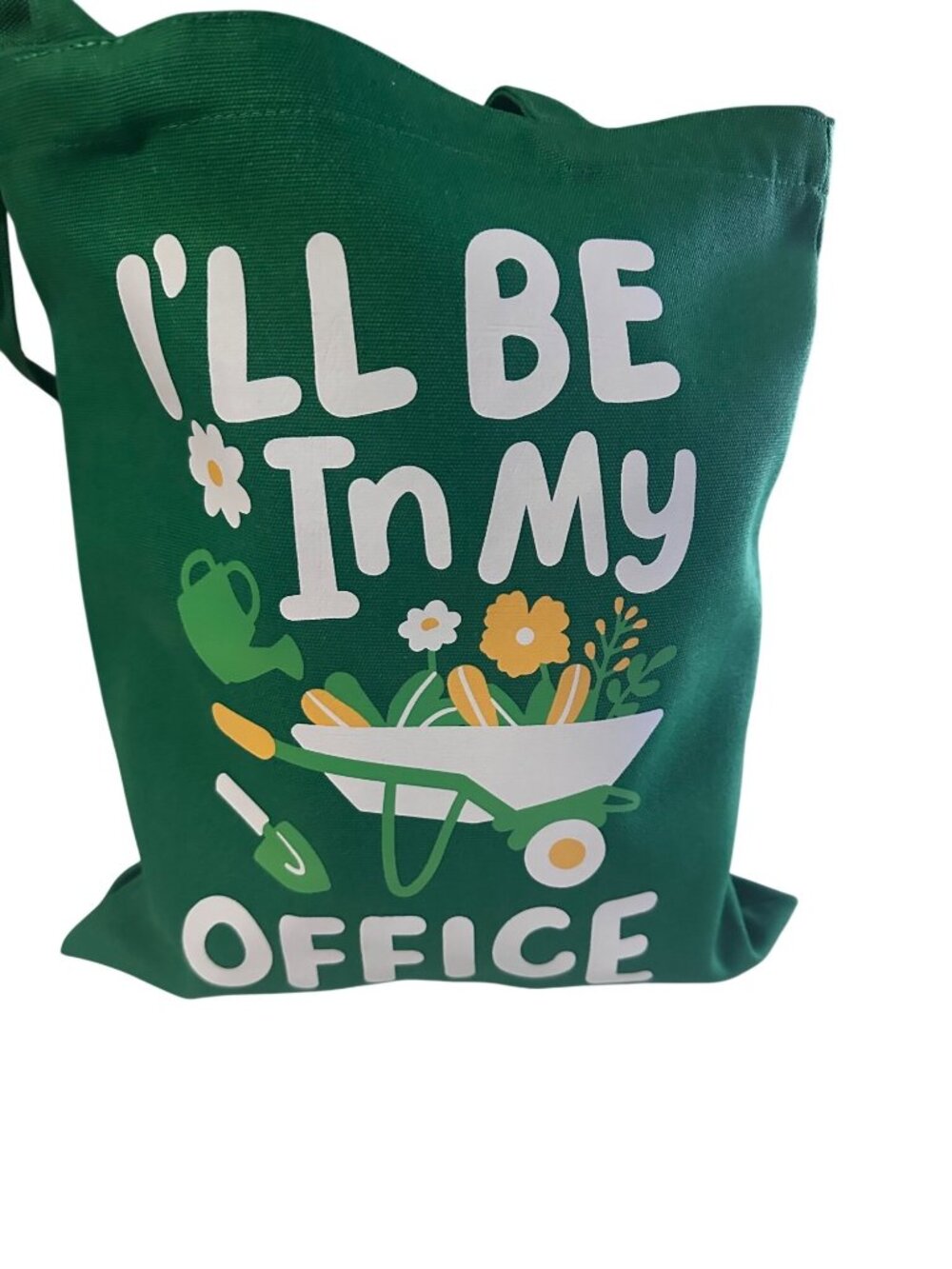 Lzerking I'll Be In My Office Garden Tote Bag Green 13x15 Cotton Blend